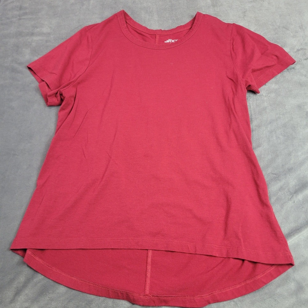 BCG Womens Red Short Sleeve High-Low Hem Activewear Tee Shirt Medium 10753